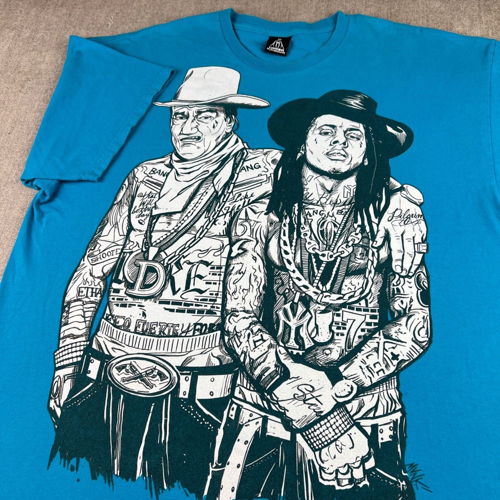 Upper Playground T-Shirt Men's XL Blue Lil Wayne John Wayne Gangster Streetwear